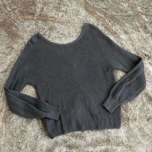 Hollister Grey Long Sleeve Sweater with Self-Tie Ruched Back Detail Large